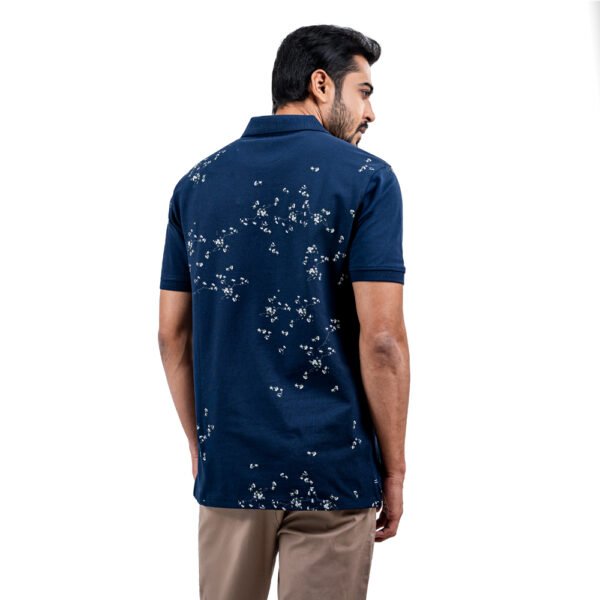 Navy Printed Half Sleeve Polo Shirt – Style with Comfort (50 Pieces) - Image 3