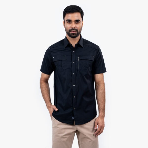Black Color Ultra Slim Fit Half Sleeve Shirt (50 Pieces)